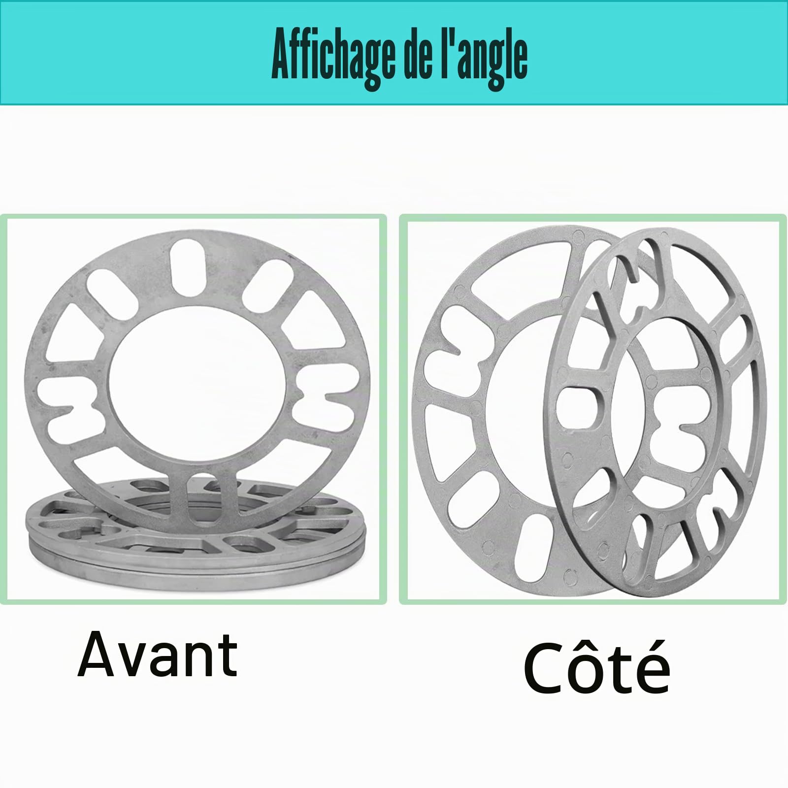 Lot de 4 entretoises de roue de voiture, 6 trous - Rondelles d'écartement universelles - Rondelles d'écartement en alliage d'aluminium (6 mm)