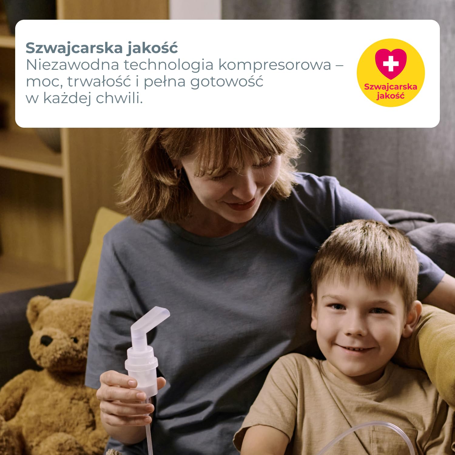INHALATOR NEBULIZATOR TŁOKOWY B.WELL DLA DZIECI I DOROSŁYCH 3 MASKI