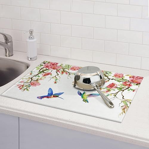 Vista 41 de Tapete de secado de platos de limón de 18 x 24 pulgadas para encimera de cocina, almohadilla absorbente de microfibra para escurrir platos, tapetes