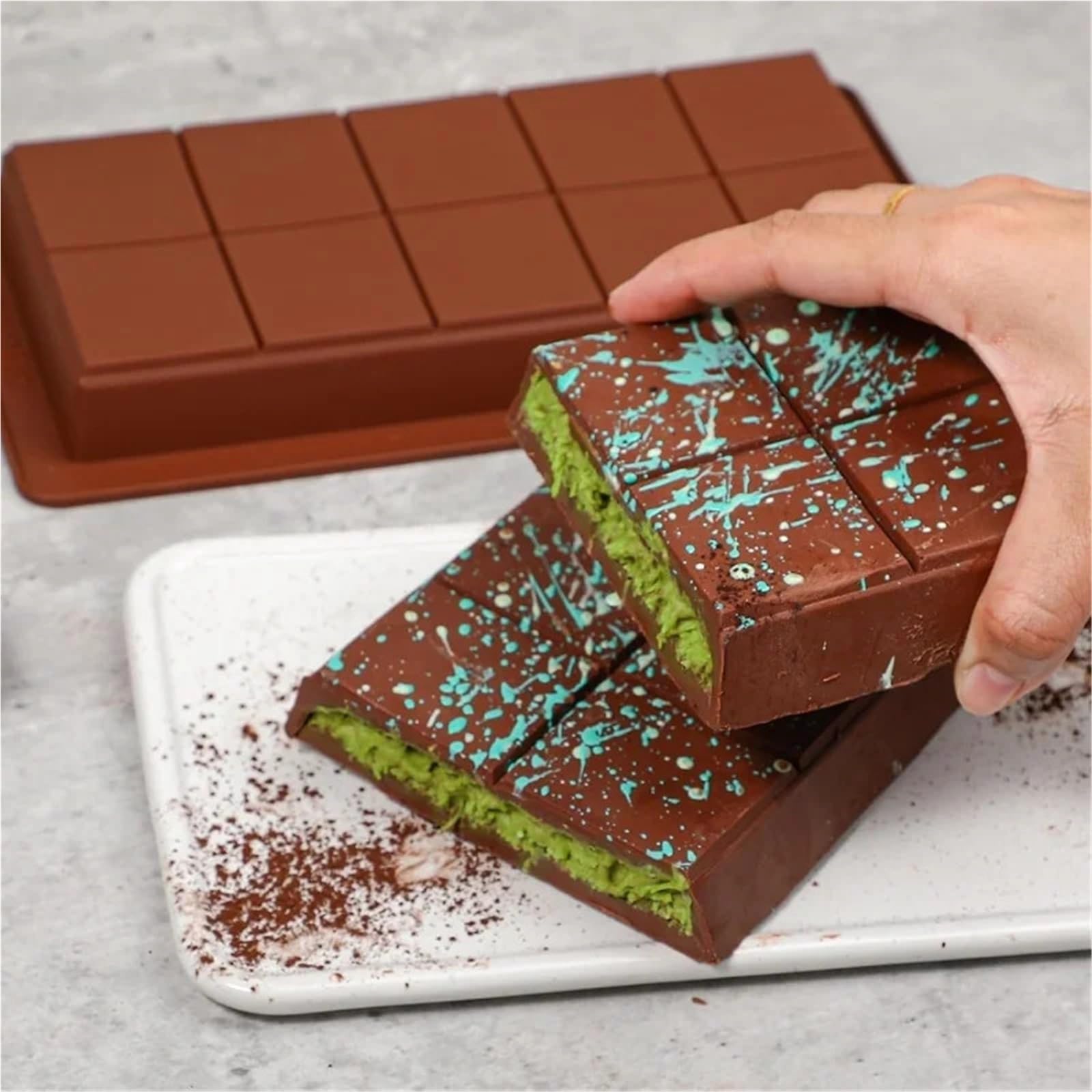 4 stampi for barrette di cioccolato in silicone, for cera fusa, rettangolari facili da staccare, for proteine ​​ed energia Per La Produzione Del Cioccolato