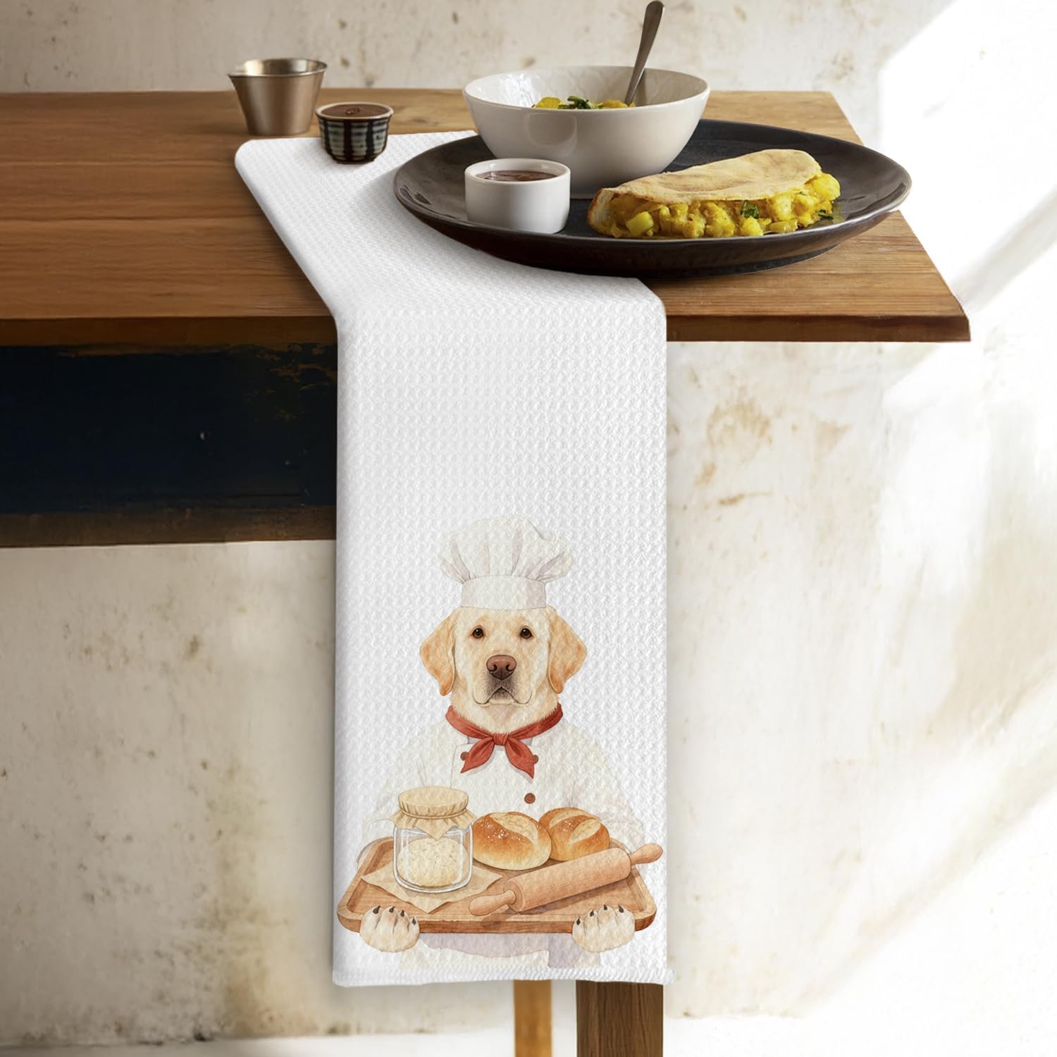 Funny Labrador Retriever Baker Kitchen Tea Towels for Baking Sourdough,Sourdough Baking Gifts for Women Men Baker Chef Cooking Lovers,Lab Dog Dish Towels Decor for Kitchen,16X24 Inch image 3