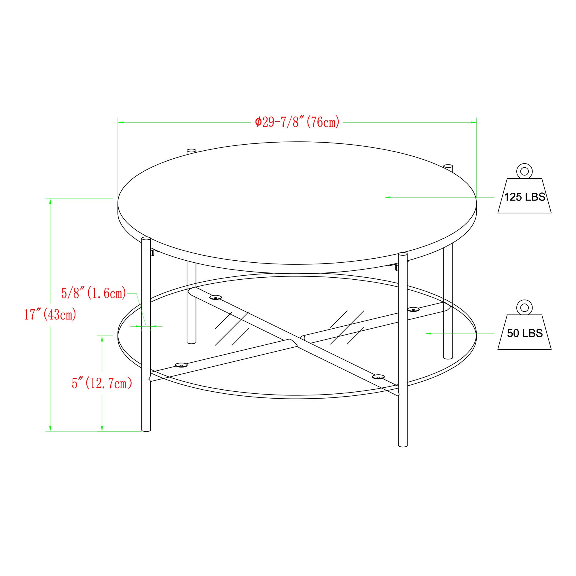 Eden Bridge Designs Modern Chic Stylish Round Coffee Table with