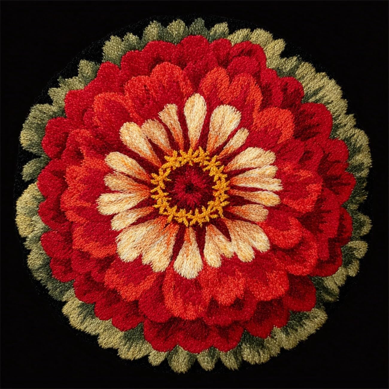 Kitquiver Rug Making Kit for Adults Red Dahlia 50x50cm