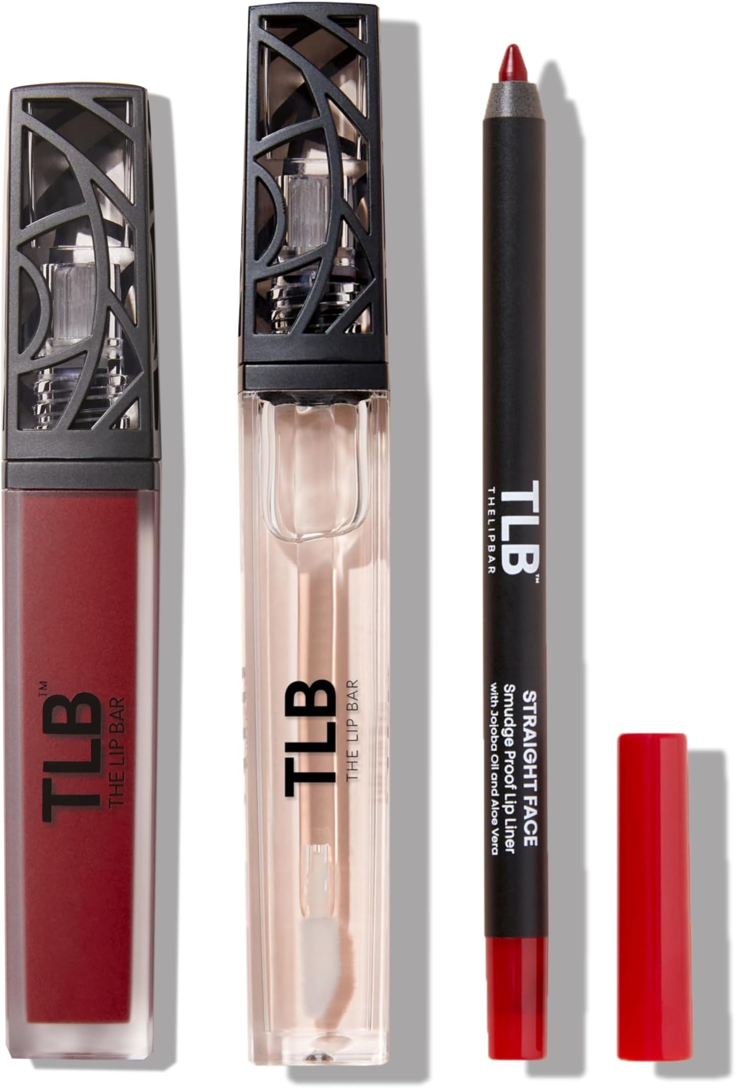 - The Lip Bar Vegan Lip Kit, with Straight Face Lip Liner, Bawse Lady Liquid Matte Lipstick, and Minimalist Non-Sticky Lip Gloss, 3 pieces