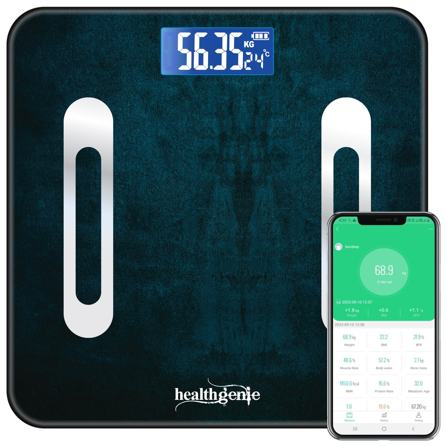 Healthgenie Smart BMI Weight Machine for Body Weight with 18 Body