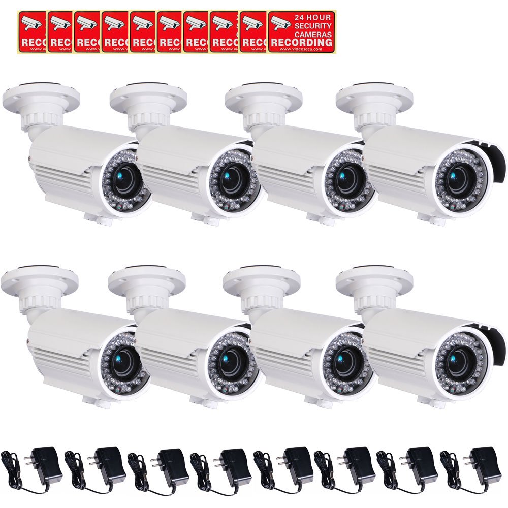 VideoSecu 8 Pack Built-in 1/3'' Sony Effio CCD Security Cameras 700TVL Home CCTV Video IR Zoom Bulle