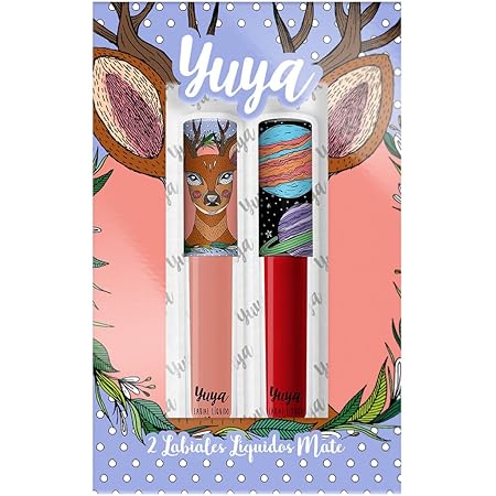 Yuya Cosmetics Republics Set of 2 "Bonita" Liquid Lipsticks with Exclusive Distinctive Design on Cap, Sleek Matte Finish, Long-Lasting Formula, and Easy to Apply.