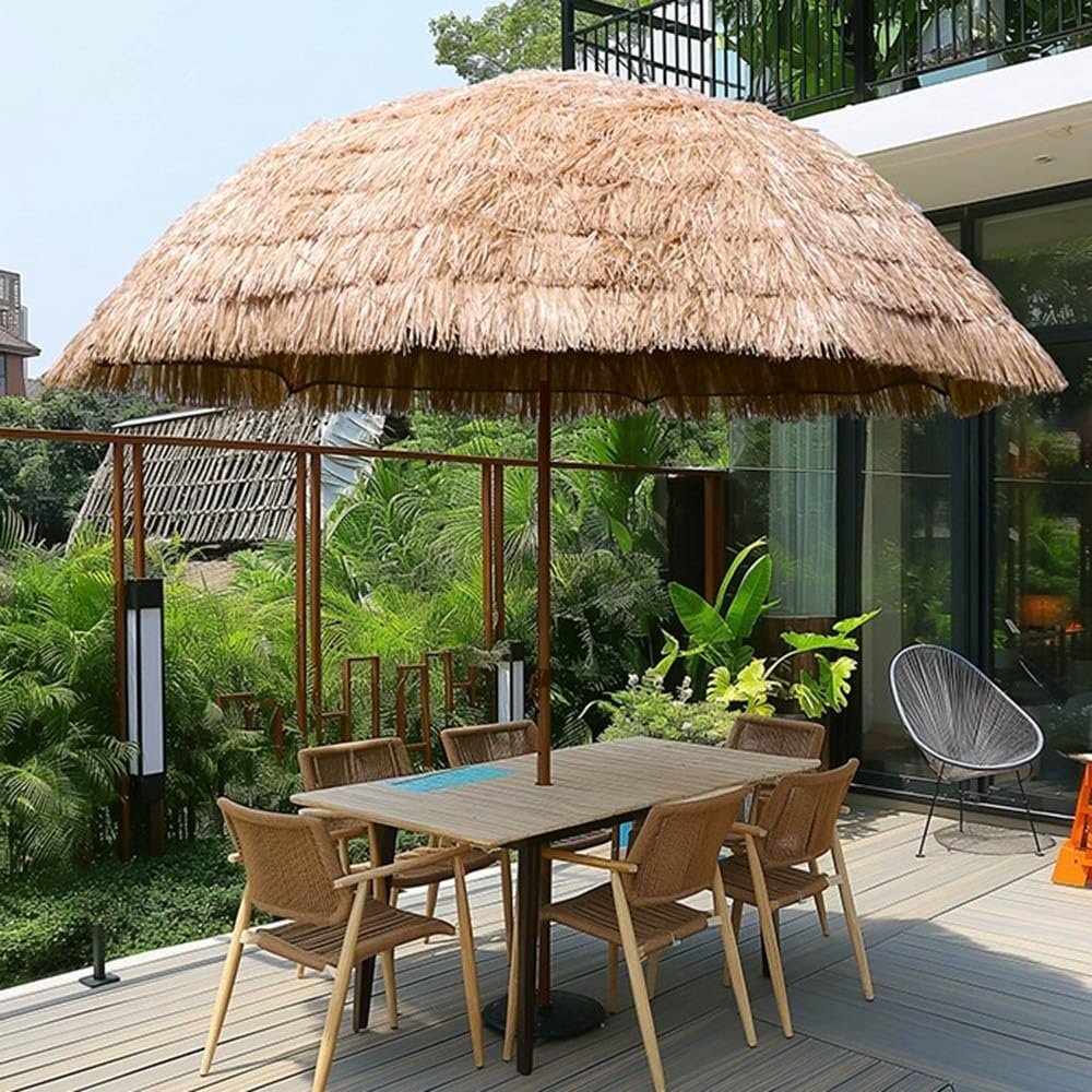 Parasole Hawaiano 240 300cm Ombrellone Da Spiaggia Inclinabile | Ombrellone Da Esterno Hawaiano 8 Costole Ombrellone Per Esterni, Piscina, Cortile