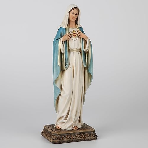 Miniatura 4 de Estatua de María de corazón inmaculado católico de BC, 10 pulgadas de alto, figura de la Virgen María para altar, santa madre con soporte para