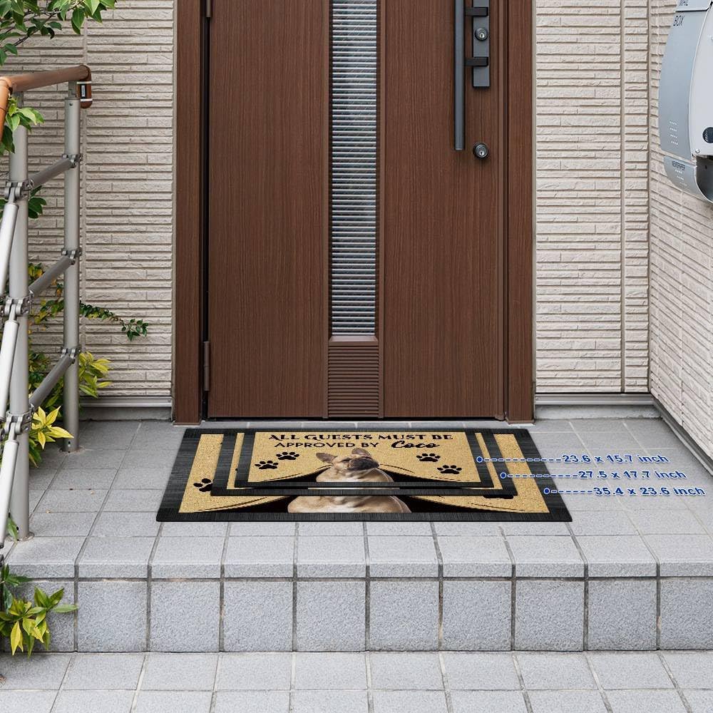 Funny Shih Tzu Dog Welcome Door Mat All Guests Must Be Approved Floor Mat Custom Doormat Home Decoration Gift for Dog Lover 27.5" x 17.7", Style 1