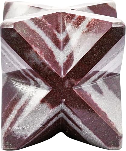 Miniatura 30 de Amazing Gemstone Larvikite Merkaba Crystal – Estrella de Merkaba metafísica de 1 pulgada para meditación – Cristal tetraedro energético y piedras