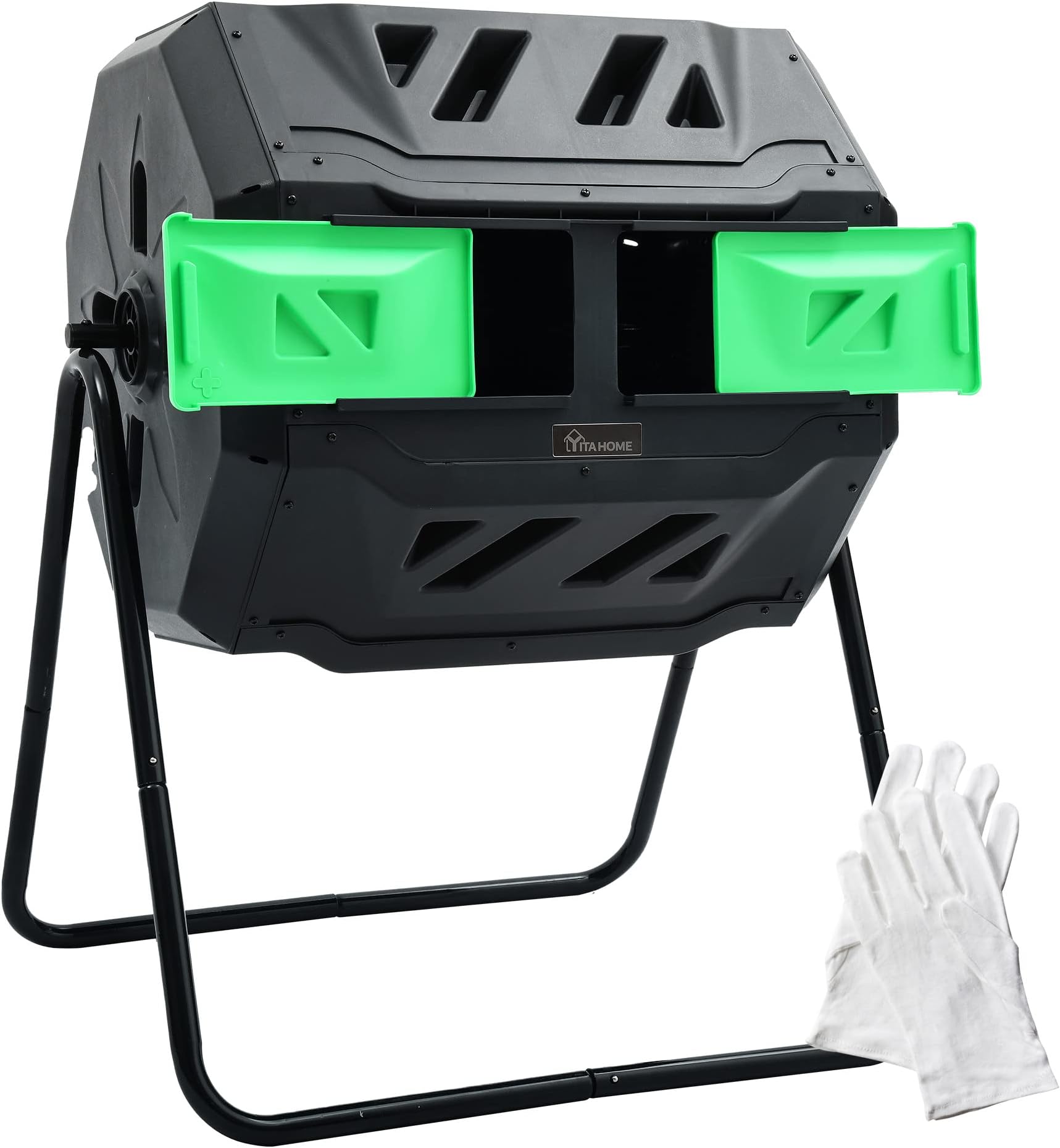 Nouva 37 Gallon Compost Bin Dual Chamber Composter Tumbler