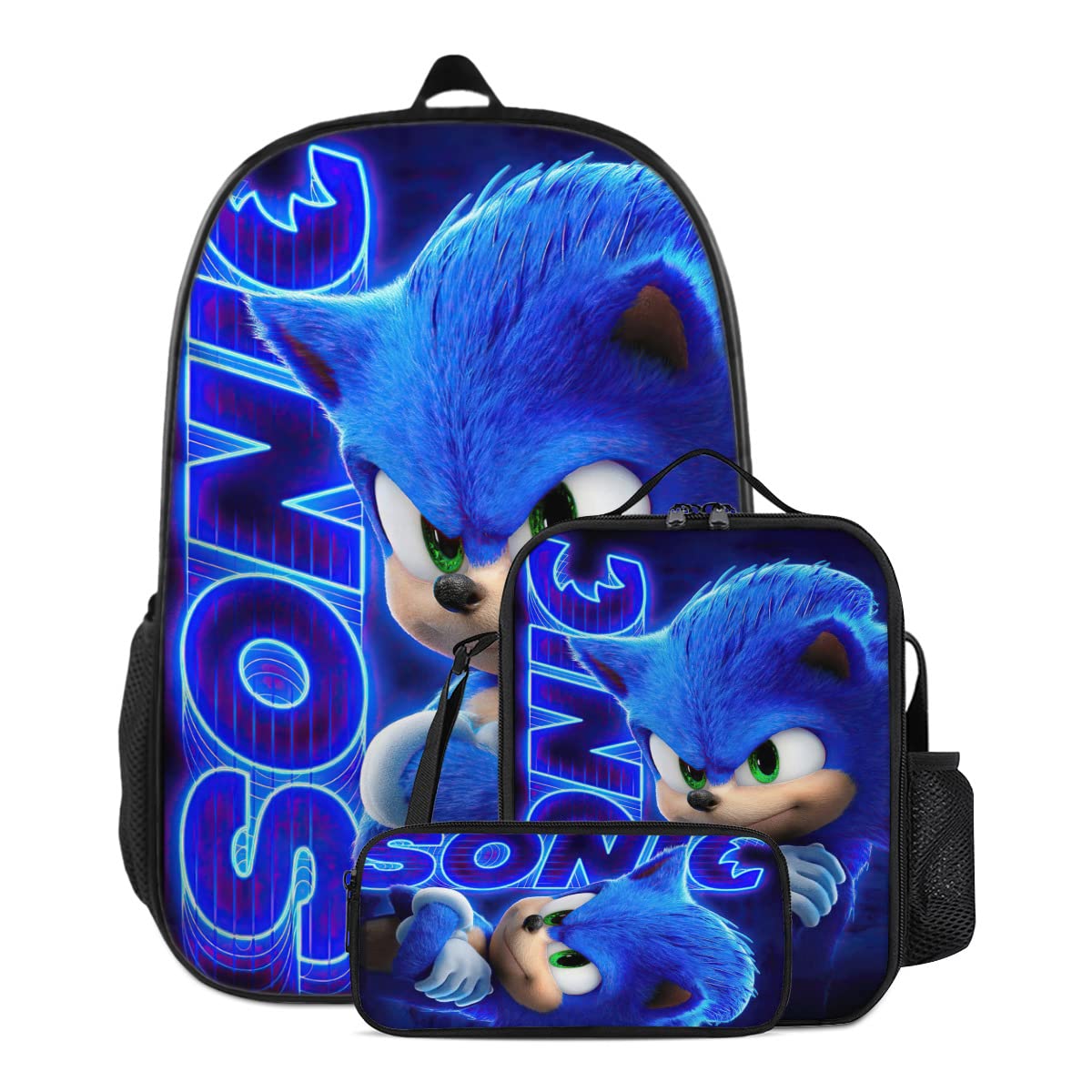 FECCY 3 Pcs 17" Backpack Casual Bags with Insulated Lunch Bag Tote And Pencil Case Box Pouch for Teen Boys Girls Youth Backpacks