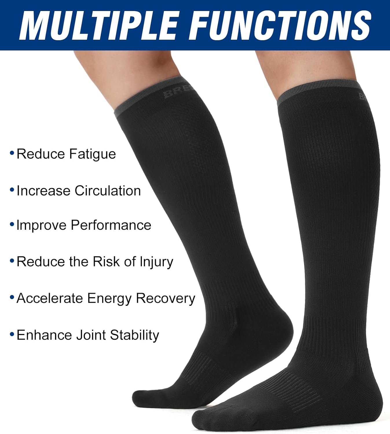 Breslatte Compression Socks for Women Men 15-20 mmhg Cushion Circulation Socks Knee High Breathable Mesh Sport Travel - Image 4