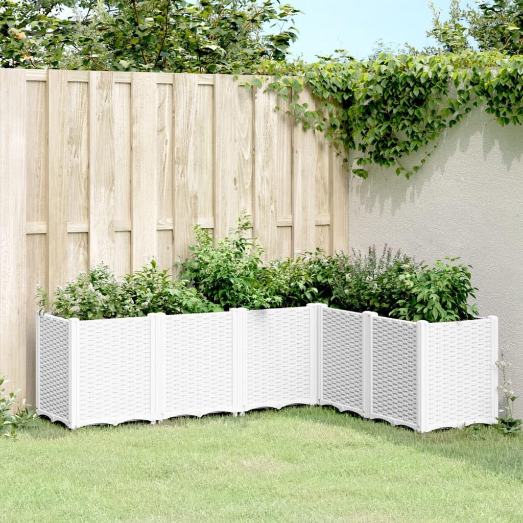 Gecheer Pflanzkbel, Blumenkbel Rattan-Optik, Pflanzkasten Blumenkasten  fr Garten Terrasse, Hochbeet Blumenbeet Pflanzbeet L-Form, Wei PP:  Amazon.de: Garten