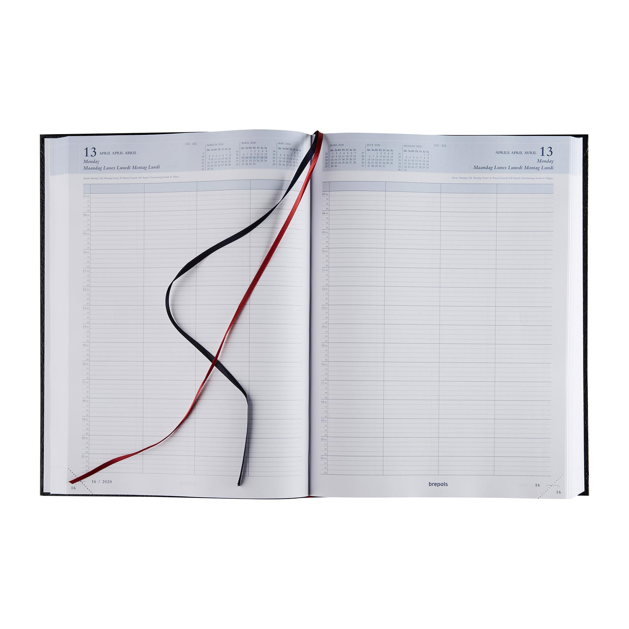 Brepols Bremax Santex 2-1 Terminkalender, 1 Tag auf 2 Seiten, schwarzer Einband, Format 21 x 29 cm, Januar 2025 bis Dezember 2025