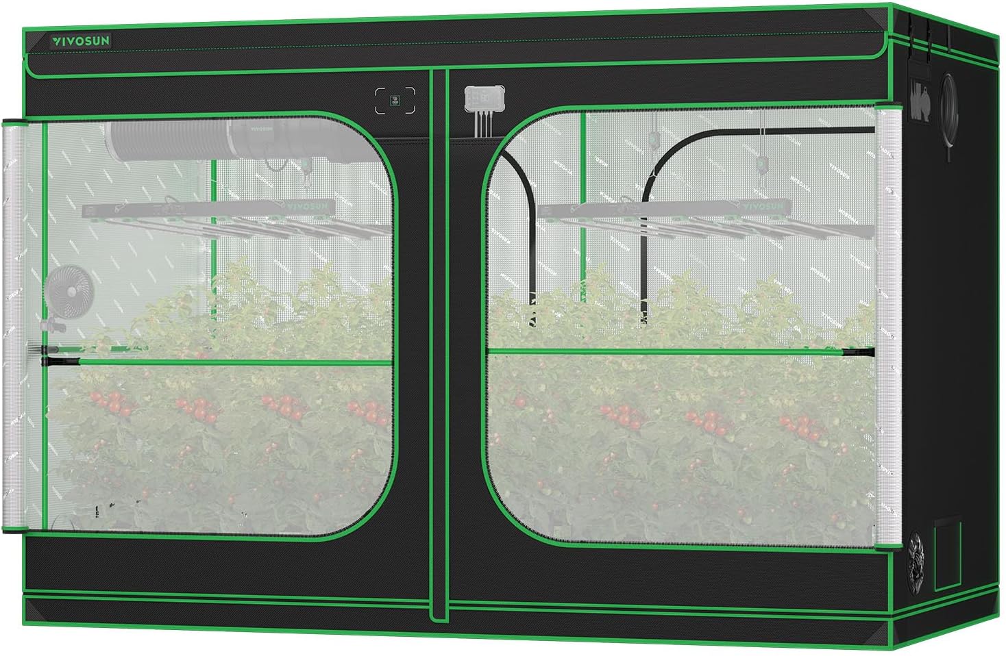 P105 120"×60"×80" PRO Grow Tent 5x10ft, with Thick 1 inch Poles, Strengthened High Reflective Mylar Oxford Fabric, Extra Hanging Bars & High CFM Kit for Hydroponics Indoor Plant for VSFD6500×2
