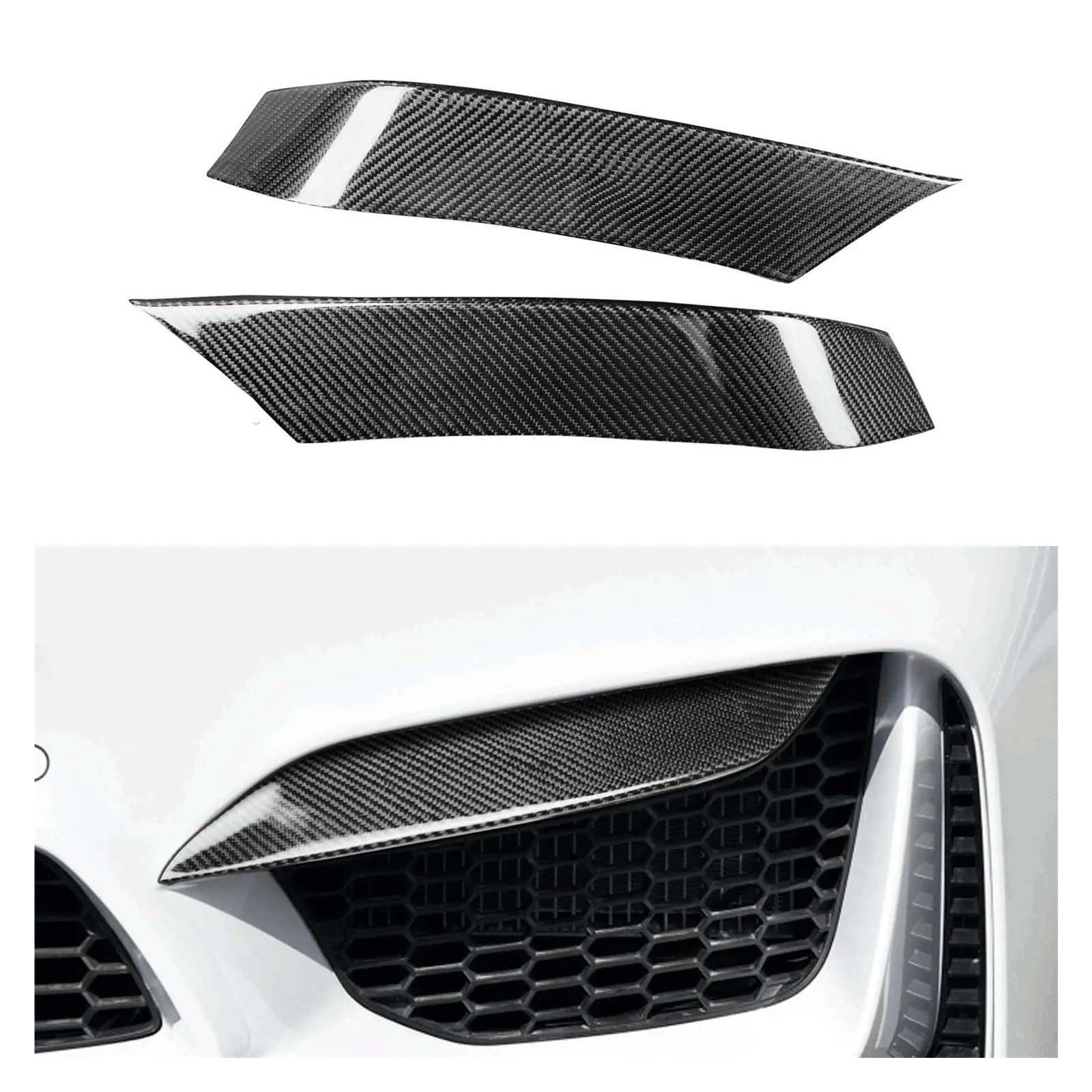 Compatible con BMW F80 M3 F82 F83 M4 2015-2020 Cubiertas de Vlance de Esquina de Parachoques Trasero de Fibra de Carbono Real(Front)