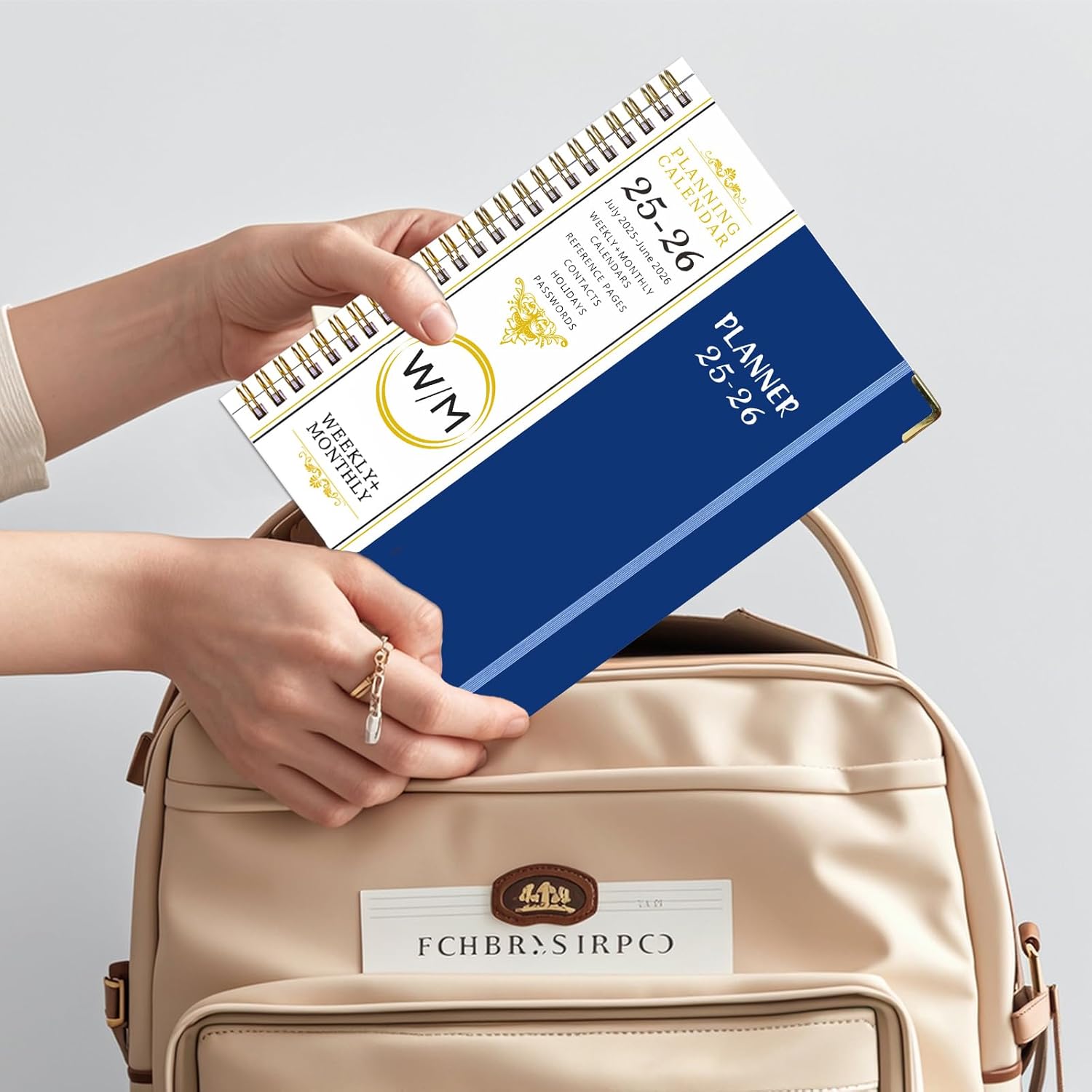 Daily Planner 2025-2026, Monthly and Weekly Calendar Planner with Tabs, July 2025 - Jun 2026, Inner Pocket, 6.2" x 8.5" A5 Size, Perfect for Office Home School Supplies, Spiral Bound, Navy Navy July 2025-June 2026 image 6 of 7 B0F1MMT64Y