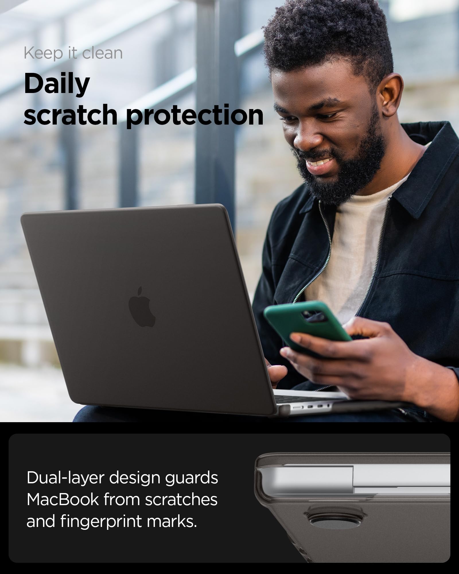 Spigen Cover Air Skin Compatibile con MacBook Pro 14 pollici M5/M4/M3/M2/M1/Pro/Max (2026-2021), Custodia rigida trasparente - Frost Black