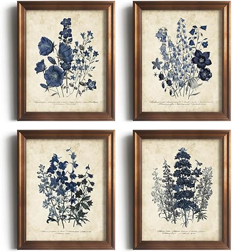 Miniatura 3 de Arte de pared rústico moderno de campo francés, diseño de hojas de magnolia azul primitivas, galería de imágenes, regalo de galería, póster de