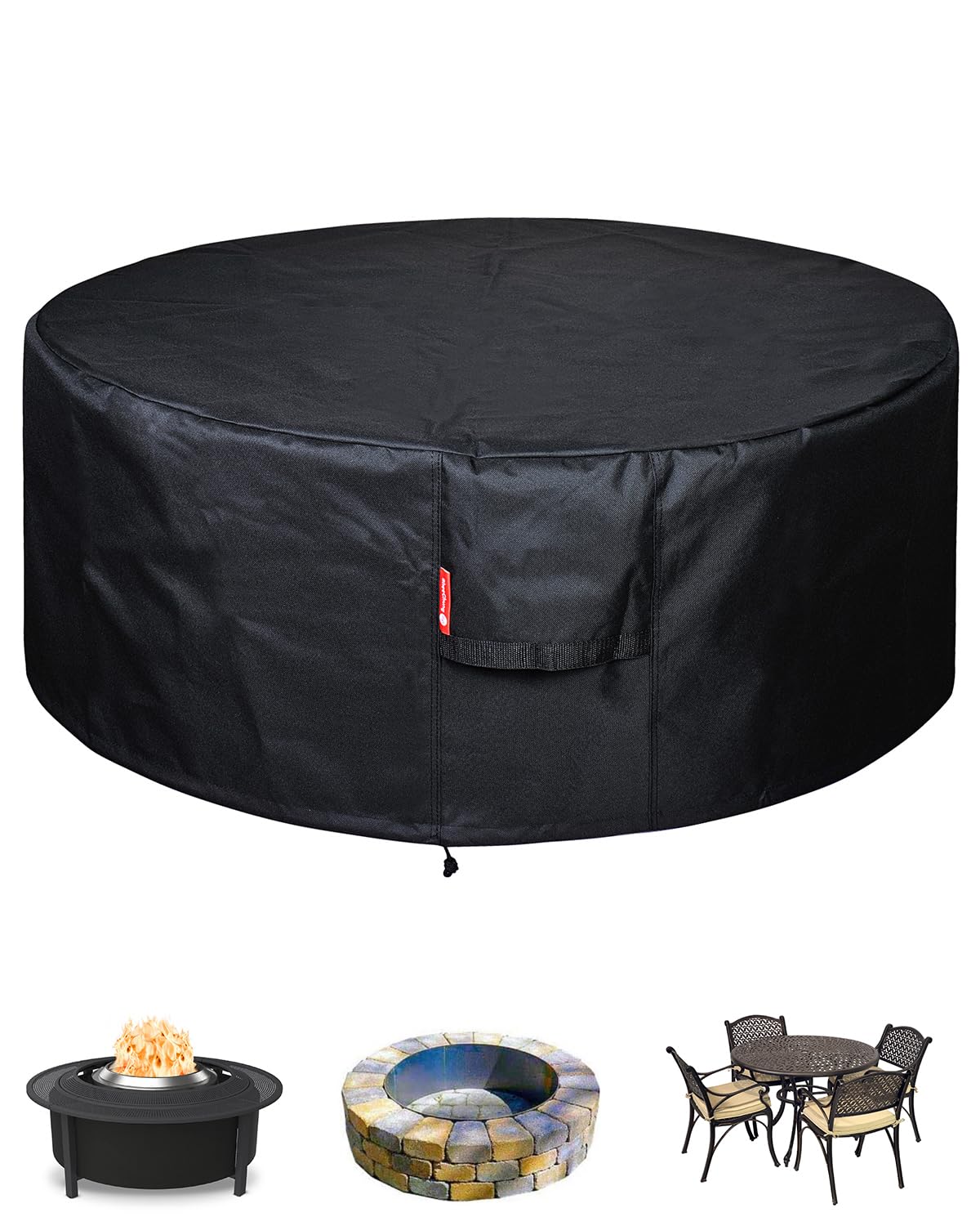 SheeChung Fire Pit Cover Round 60"Dx24"H,Waterproof Heavy Duty 600D Polyester Fire Pit Cover,Large Shelter for Outdoor Patio Fireplace Table Chair,