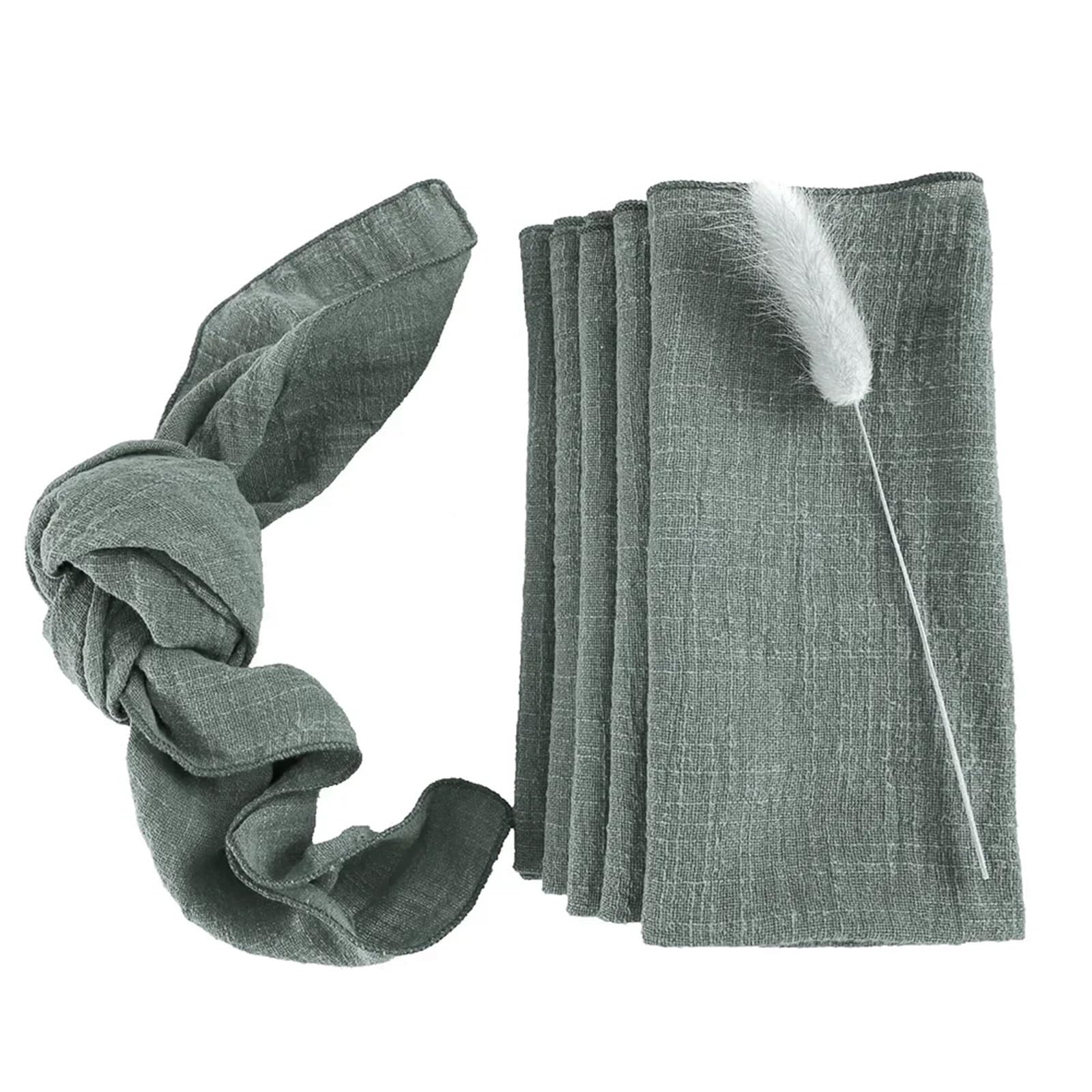 serviettes napkins 10Pack 30x30cm Pink Sewing Cloth Napkins Cotton Fabric Serviette Gauze Table Towels Wedding Decoration for dining wedding party everyday home(Green)