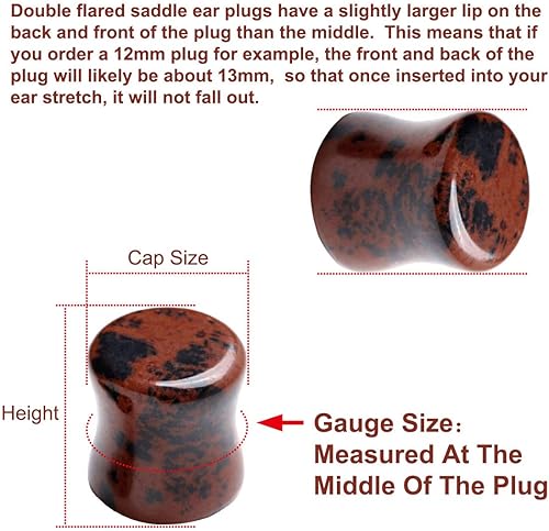 Miniatura 5 de PiercingJ Tapones de piedra mixta de madera acrílica, juego de 16 pares32 piezas, túneles y medidores de oído, juego de expansor de orejas doble