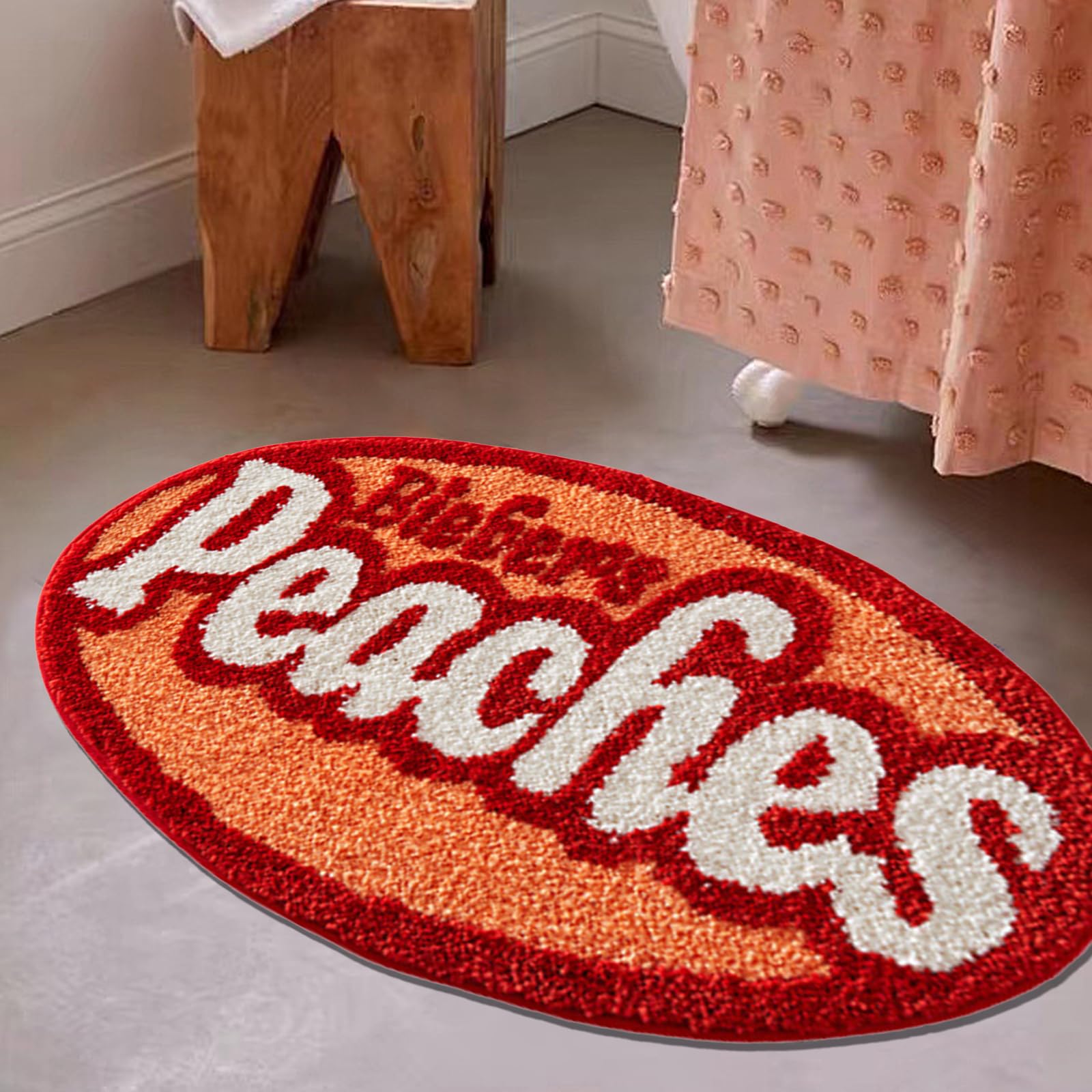 Orange Football Rugby Ball Bathroom Rugs Absorbent Bath Mat Microfiber Funny Shower Preppy Bathroom Decor Non-Slip Washable Mat,15.6"x19.2" Rugby Shape