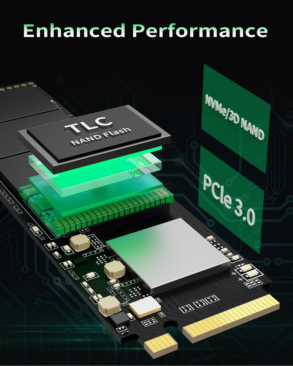 KEXIN SSD M.2 NVMe SSD Interno de 256 GB M.2 2280, PCIe Gen 3.0, hasta 2800 MB/s de Lectura, 2300 MB/s de Escritura, Flash NAND 3D, Unidad de Estado sólido Interna para entusiastas de PC y Jugadores