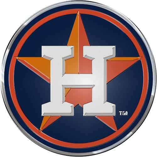 FANMATS MLB Houston Astros Emblema de color de aluminio resistente, naranja, 4 x 3 pulgadas, eventos deportivos, decoración, emblemas decorativos de