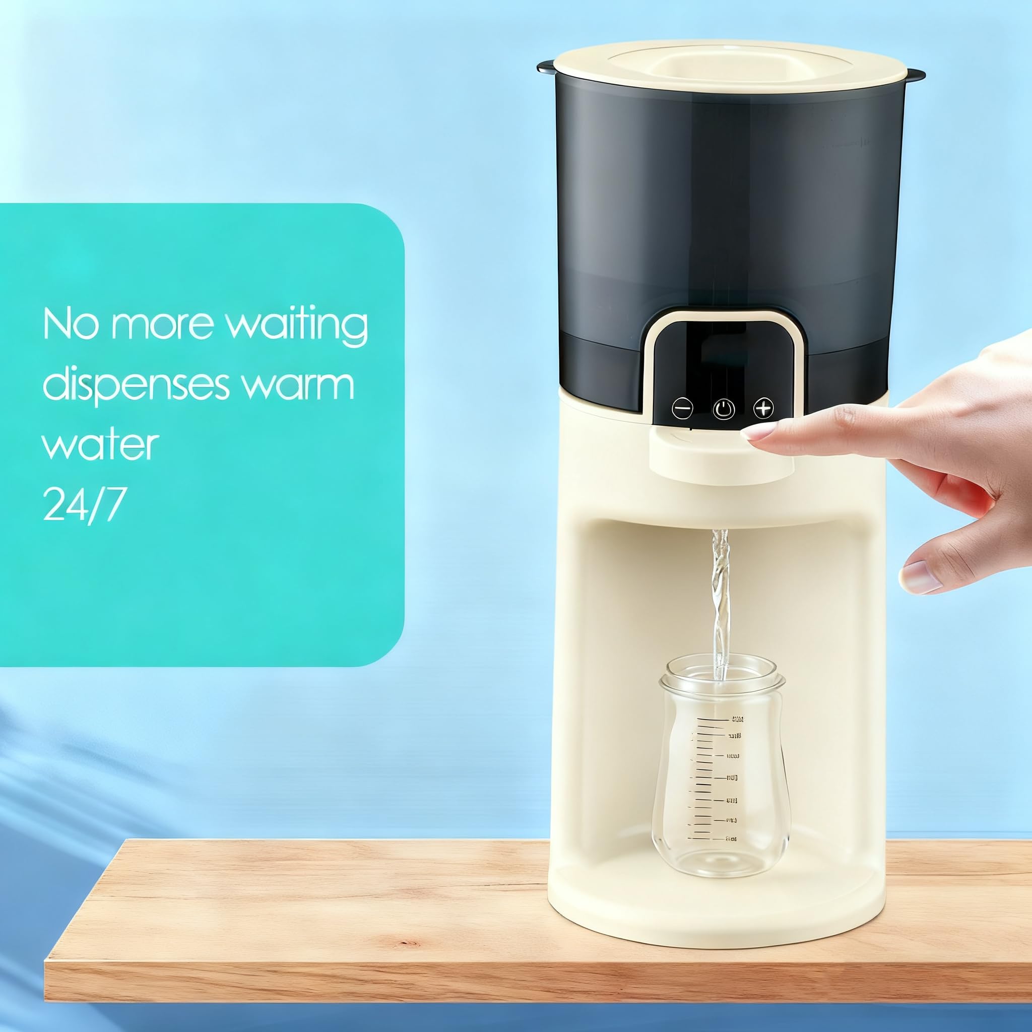 Calentador instantáneo de biberones, dispensador de agua tibia para hacer botellas de fórmula al instante, contenedor desmontable fácil de limpiar, mantiene el calor 24/7, temperatura ajustable (beige