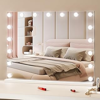 Comprar VEVOR Espejo de Tocador Hollywood con Luces, Bombillas Regulables y 3 Modos de Iluminación de Color, con Aumento Desmontable de 5X, Puerto USB, Tipo C, Control Táctil Inteligente, 800 x 138 x 622 mm