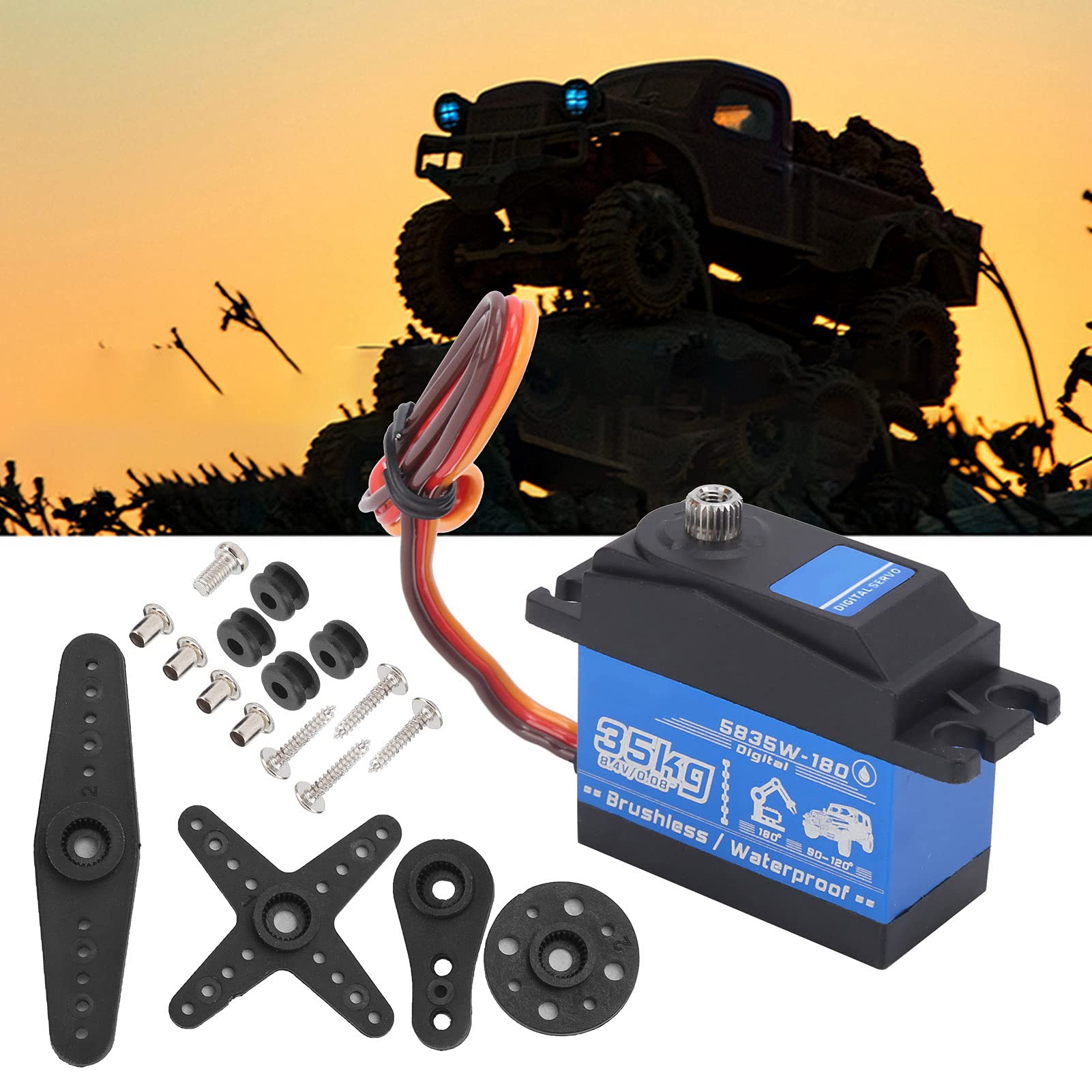 Servomotore brushless impermeabile da 35 kg per auto e robot RC in scala 1/8 e 1/10.