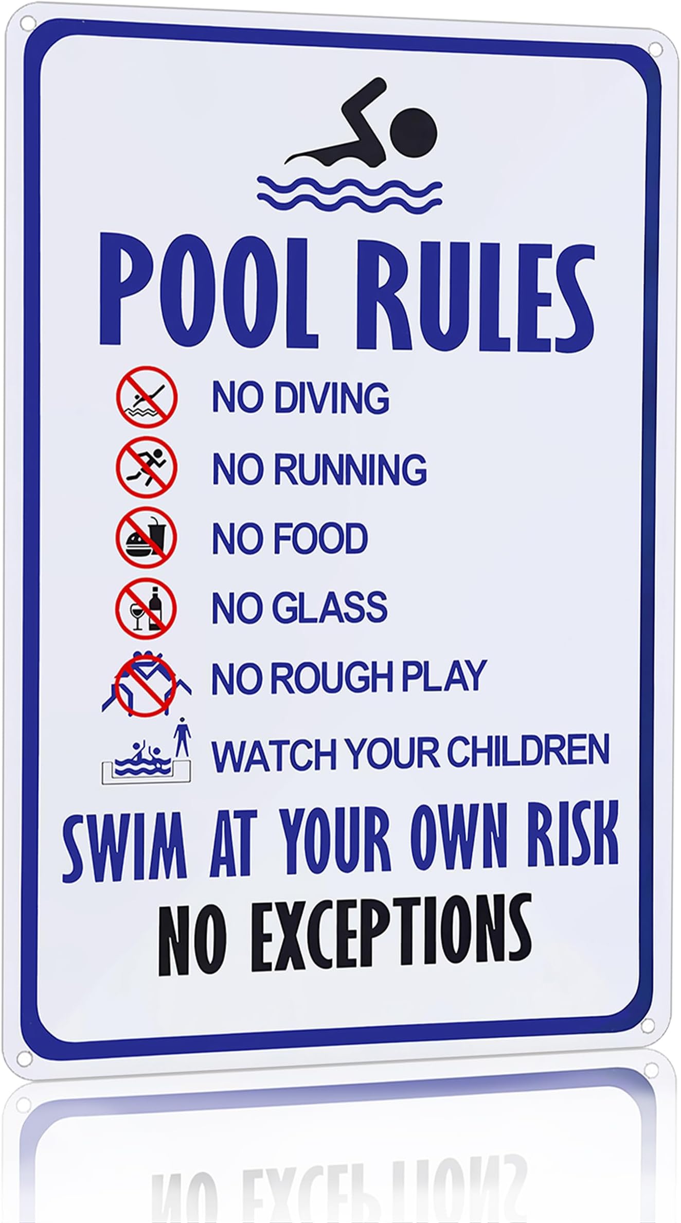 Pool Rules Sign Warning Swim At Your Own Risk Vintage Tin Sign for Swimming Pool Water Park Beach Decor 8x12 Inches (3097)