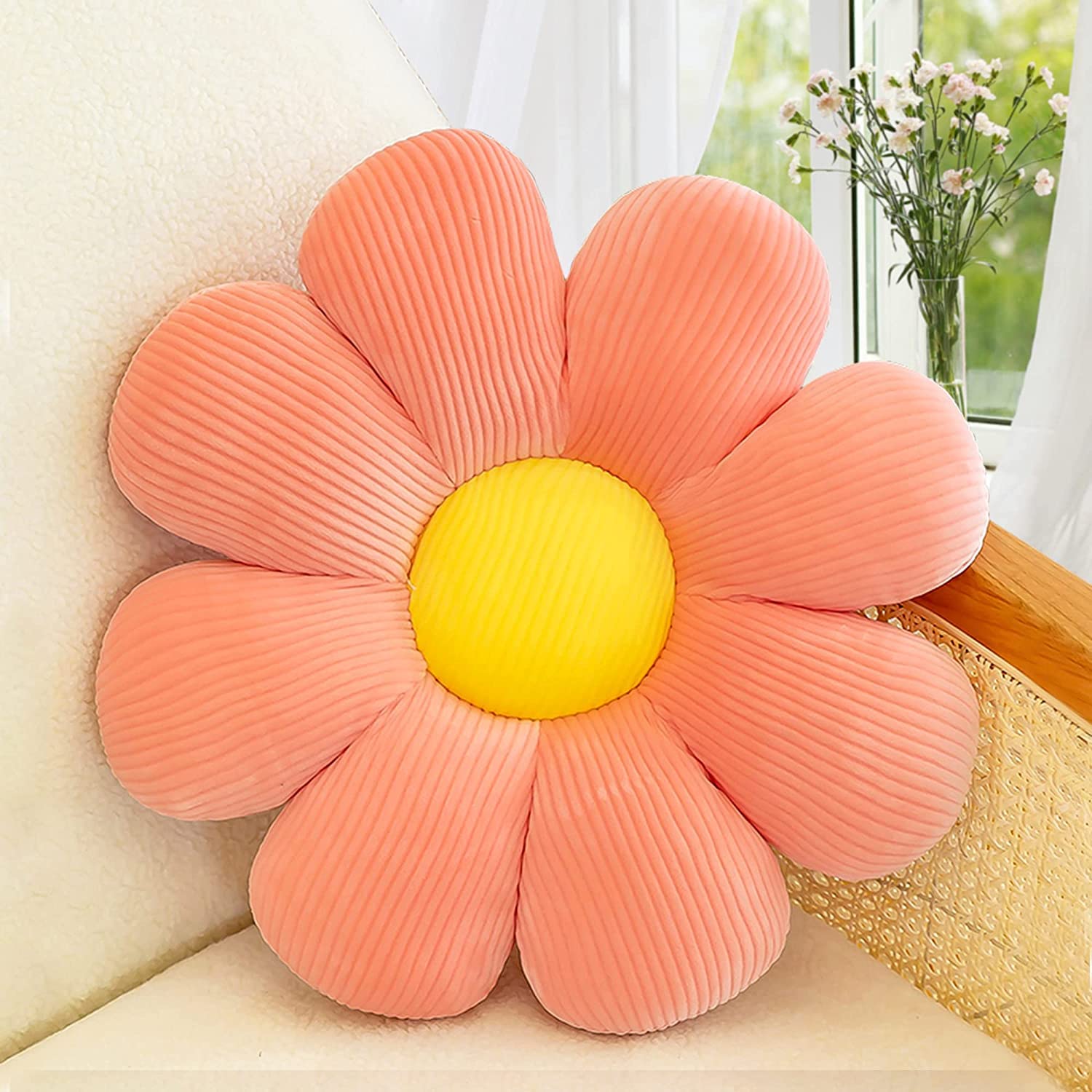 Znhinery Cojín Decorativo En Forma De Flor Para Cama Y Sofá, Bonitas Almohadas De Felpa Con
