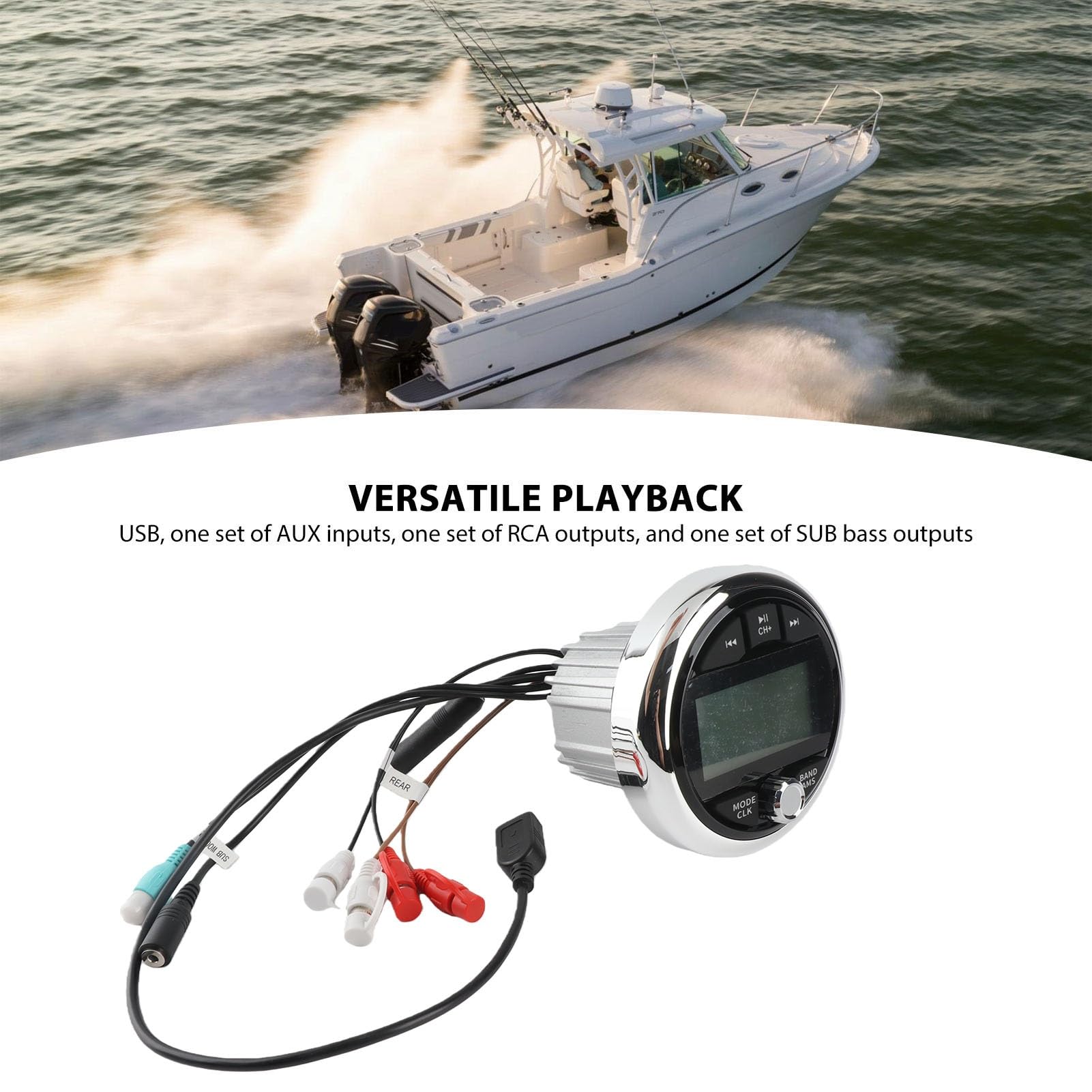 Lettore Audio Musicale per Barca MP3, Ricevitore Stereo Marino DC 12V Lettore MP3Ricevitore Musicale Audio Multimediale Digitale per Yacht RV Veicolo di Ingegneria Nave