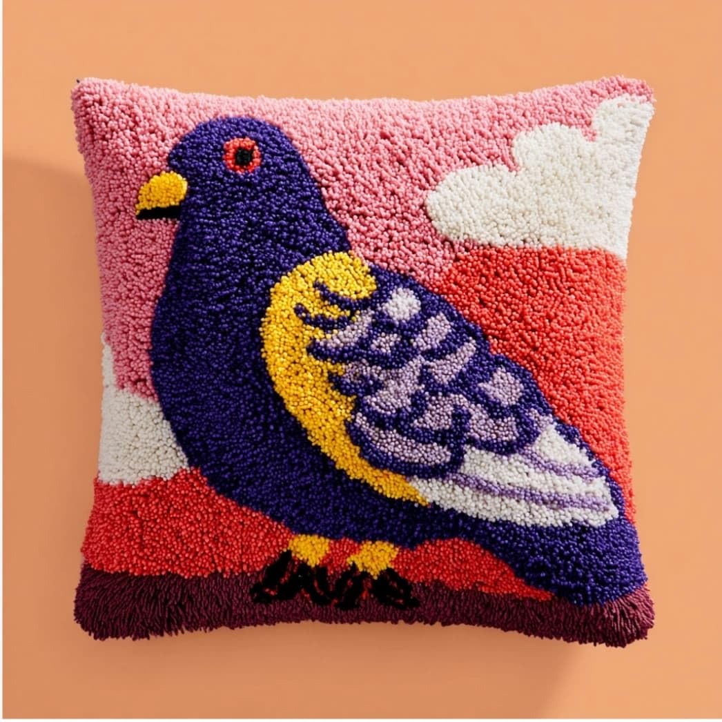 Axiangzik C Latch Hook Ushion Kit,Pigeon Diy Throw Pillow Over 43X43cm