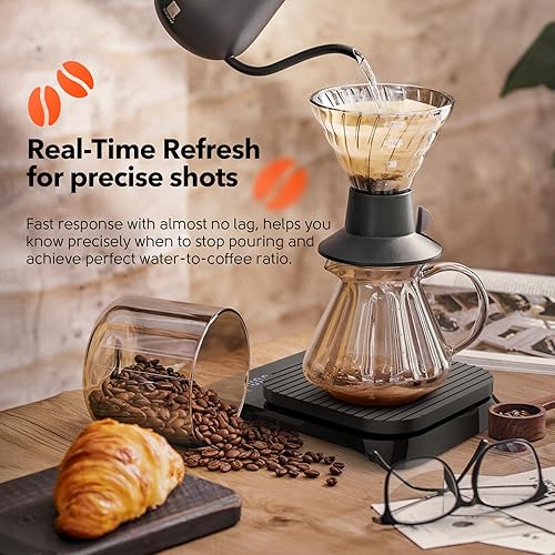 Miniatura 4 de Báscula digital de café con temporizador, báscula de café expreso para verter sobre goteo, escala de alta precisión de 0.00 oz con sensor táctil,