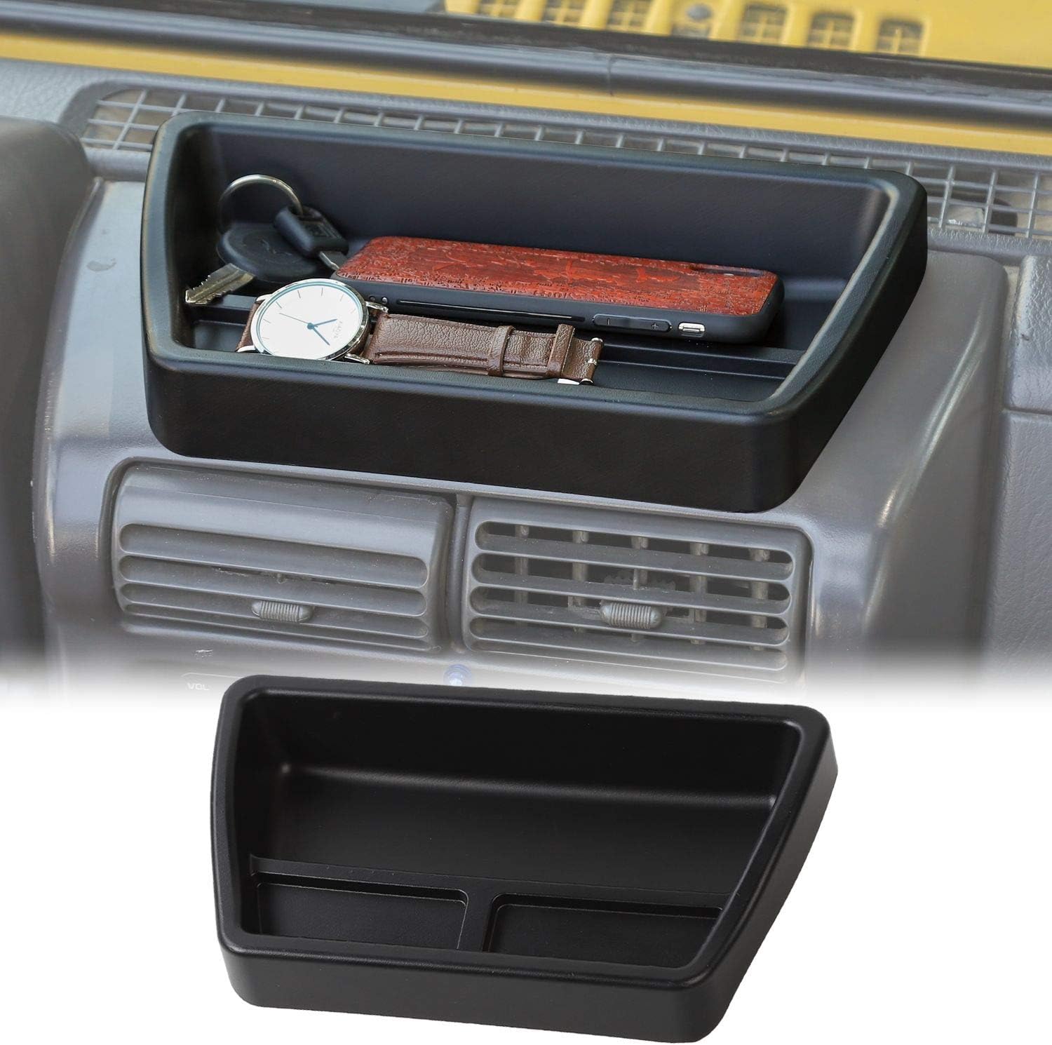 JeCar for TJ Center Console Dash Tray, Dashboard Storage Box Organizer for 1997-2006 Jeep Wrangler TJ