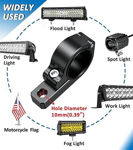 Miniatura 6 de 2 soportes de barra de luz, soportes de montaje de luz LED de aleación de aluminio, abrazaderas de barra antivuelco resistentes para motocicleta,