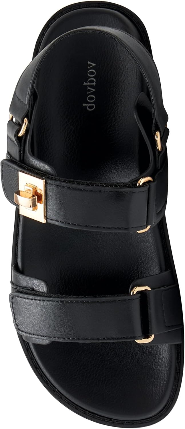 vodvob Women’s Flat Sandals with Soft Cushioned Footbed Open Toe Slides Adjustable Slip On Slippers for Summer - Image 5