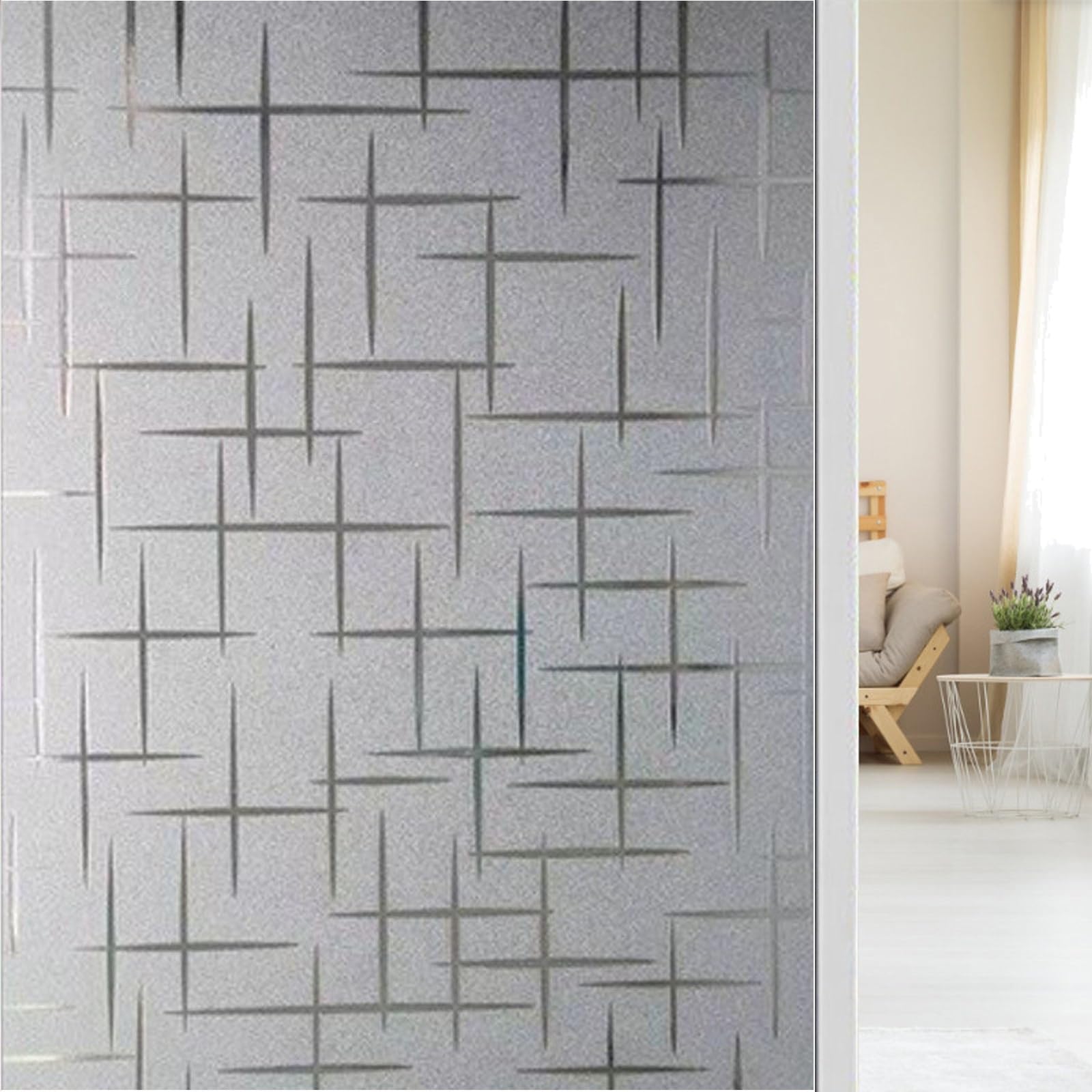 Milk Glass Foil 45 x 1000cm Static, UV Protection UV Protection Privacy Window Cover Glass Film Static Decoration Film For Home, Bedroom, Star