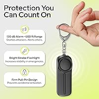 Vista 2 de Weten Llavero de Alarma de Seguridad Personal - Paquete de 2, Sirena de 130dB, Luz LED, Pin de Pánico – Dispositivo Compacto de Autodefensa