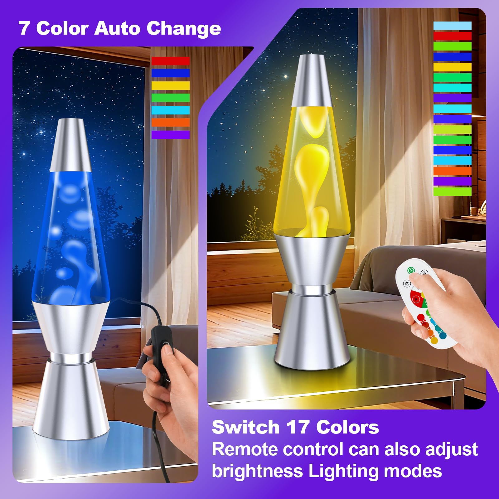Lampada a Liquida con Telecomando a 17 Colori, 37cm Luce Notturna LED per Bambini e Adulti - Luci Atmosferiche per Camera da Letto, Ufficio, Decorazioni Natalizie e Feste