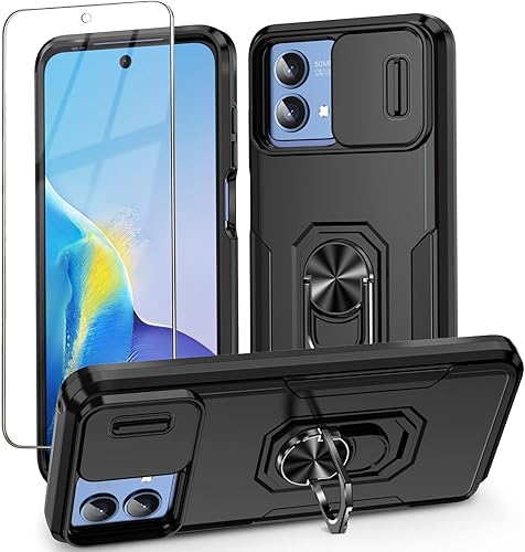 Funda para Motorola Moto G Stylus 5G 2023 con funda deslizante para cámara + protector de pantalla de vidrio templado, protección completa de la