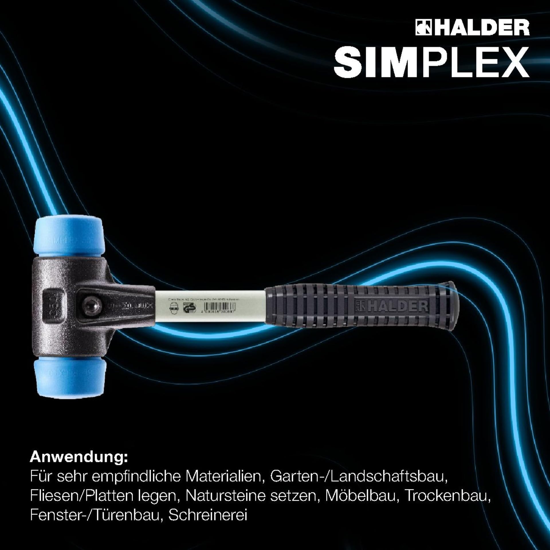 SIMPLEX Schonhammer TPE-soft 80 mm Fiberglasstiel Tempergussgehäuse