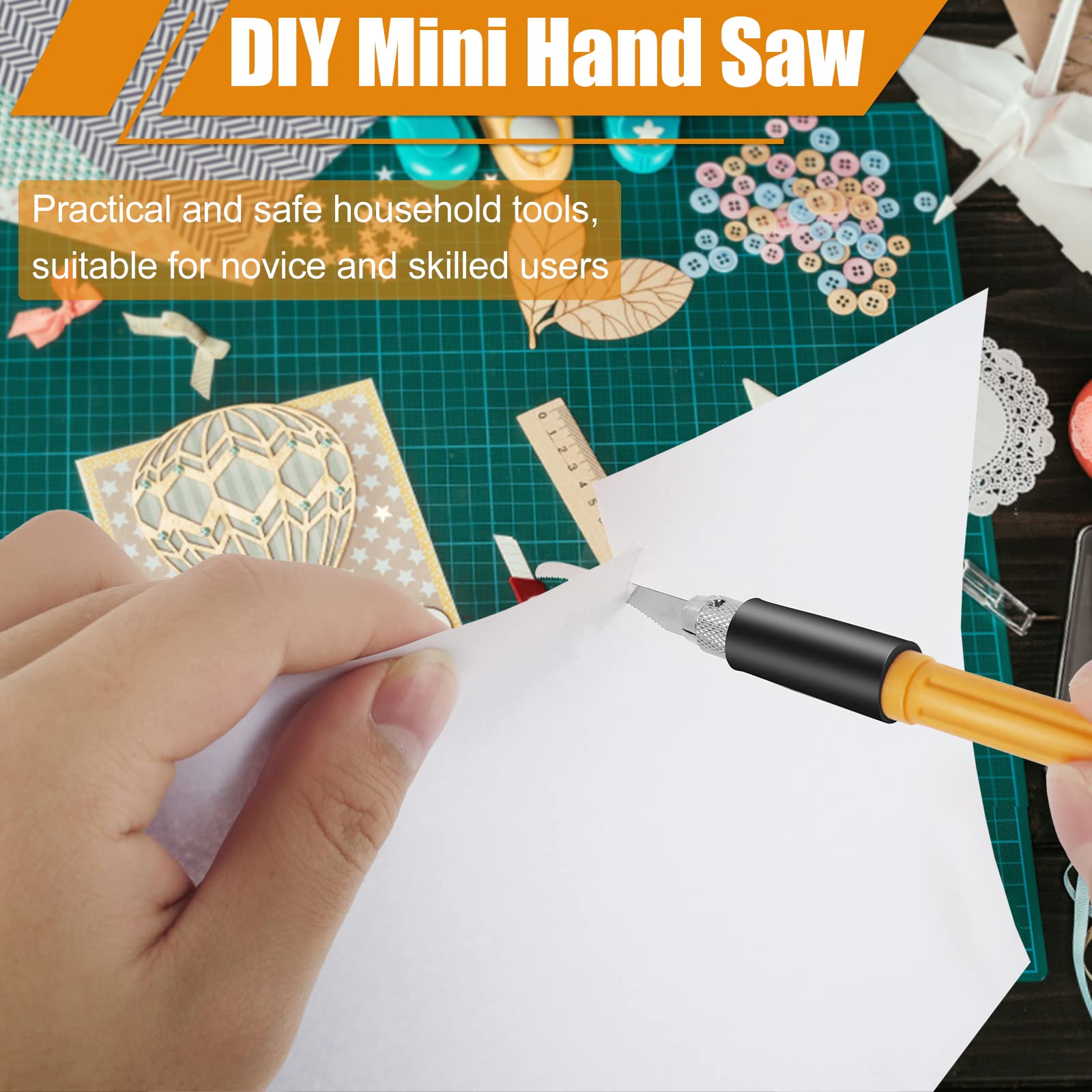 Mini Hand Saw, Ergonomic Non-slip Hobby Saw, Hand-held Exquisite Model Craft Tool with 9 Blades for Carving Pruning Gardening Cutting Branch