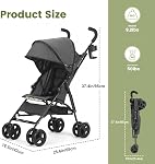 Parapluie Poussettes pour bébé, Poussette de voyage légère pour avion, Pliable à une main rapide, Canopée réglable, Porte-gobelets, Espace-Sauvegard, pour 6 à 36 Mois