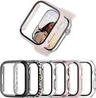 Vista 11 de Pack de 6 fundas para Apple Watch Series 3/2/1 de 38mm con protector de pantalla de vidrio templado, BHARVEST Funda protectora de PC duro resistente